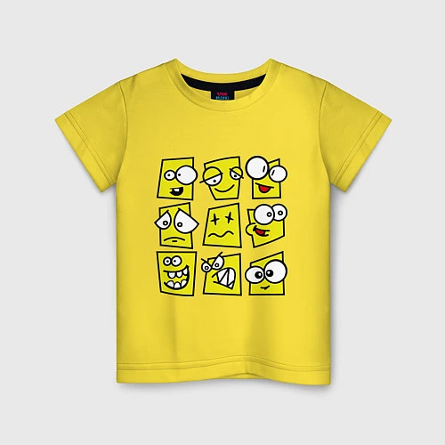 Детская футболка Смайликов кучка / Желтый – фото 1