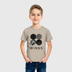 Футболка хлопковая детская BTS Wings, цвет: миндальный — фото 2