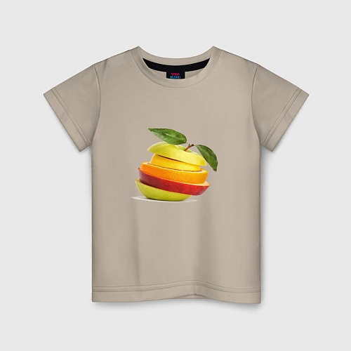 Детская футболка Мега яблоко / Миндальный – фото 1