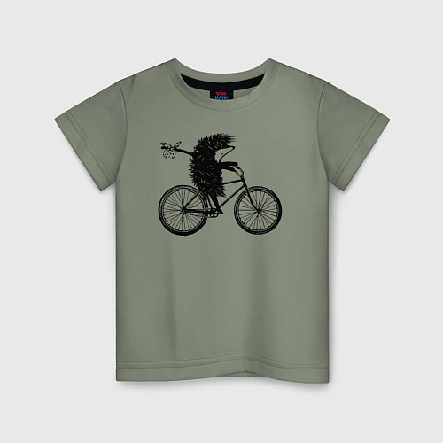 Детская футболка Ежик на велосипеде / Авокадо – фото 1