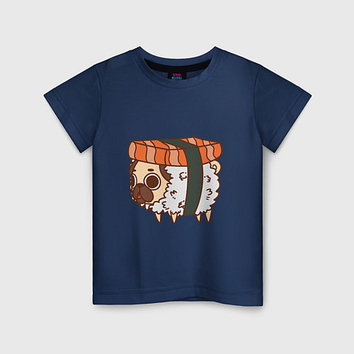 Детская футболка Мопс-суши / Тёмно-синий – фото 1