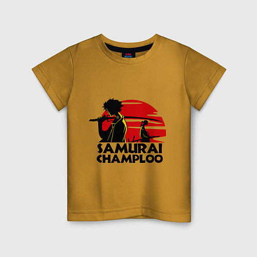 Детская футболка Самурай Champloo закат / Горчичный – фото 1