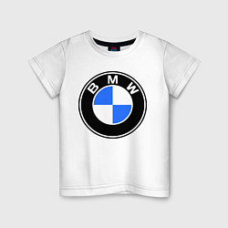 Футболка хлопковая детская Logo BMW, цвет: белый