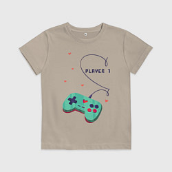 Футболка хлопковая детская Perfect Team: Player 2, цвет: миндальный