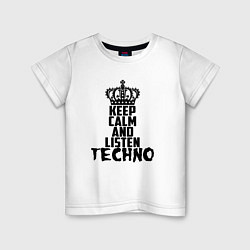 Футболка хлопковая детская Keep Calm & Listen Techno, цвет: белый