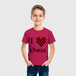 Футболка хлопковая детская I love chess, цвет: маджента — фото 2