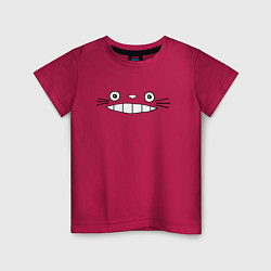 Футболка хлопковая детская Totoro face, цвет: маджента