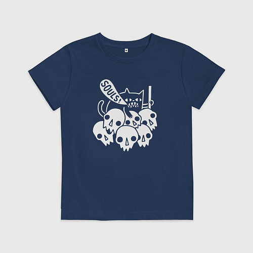 Детская футболка Cat Got Your Soul / Тёмно-синий – фото 1