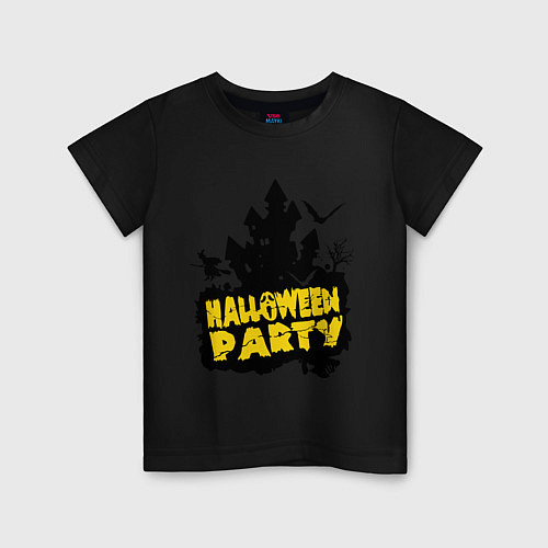 Детская футболка Halloween party-замок / Черный – фото 1