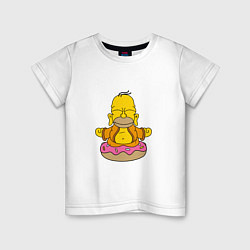 Футболка хлопковая детская Гомер на пончике, цвет: белый