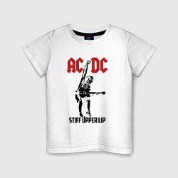 Футболка хлопковая детская AC/DC: Stiff Upper Lip, цвет: белый