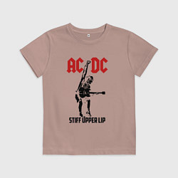 Футболка хлопковая детская AC/DC: Stiff Upper Lip, цвет: пыльно-розовый