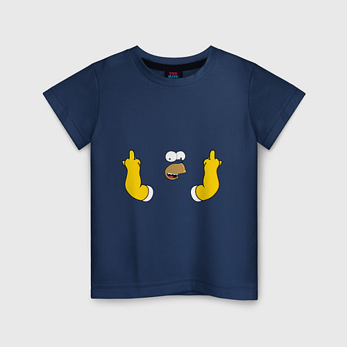 Детская футболка Homer Fuck / Тёмно-синий – фото 1