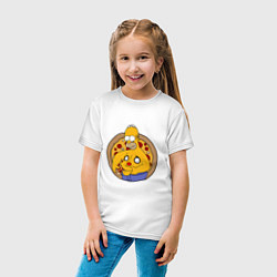 Футболка хлопковая детская Гомер и пицца, цвет: белый — фото 2