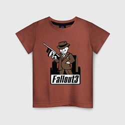 Футболка хлопковая детская Fallout Man with gun, цвет: кирпичный