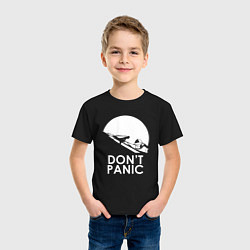 Футболка хлопковая детская Elon: Don't Panic цвета черный — фото 2