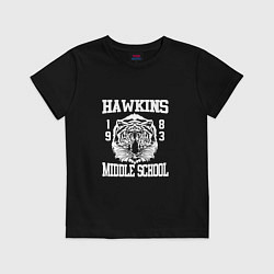 Футболка хлопковая детская Hawkins Middle School, цвет: черный