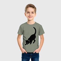 Футболка хлопковая детская ЧернаяБелая кошечка, цвет: авокадо — фото 2