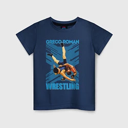 Футболка хлопковая детская Greco-roman wrestling, цвет: тёмно-синий