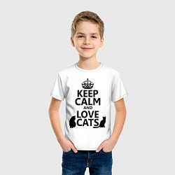 Футболка хлопковая детская Keep Calm & Love Cats, цвет: белый — фото 2