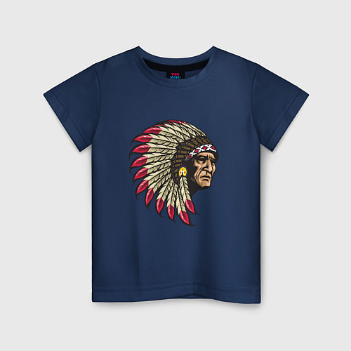 Детская футболка Древний индеец / Тёмно-синий – фото 1