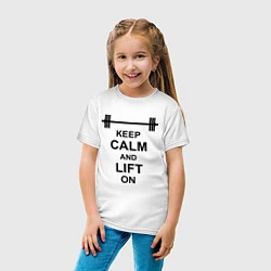 Футболка хлопковая детская Keep Calm & Lift On, цвет: белый — фото 2