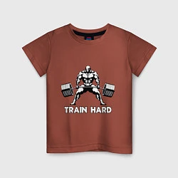 Футболка хлопковая детская Train hard тренируйся усердно, цвет: кирпичный