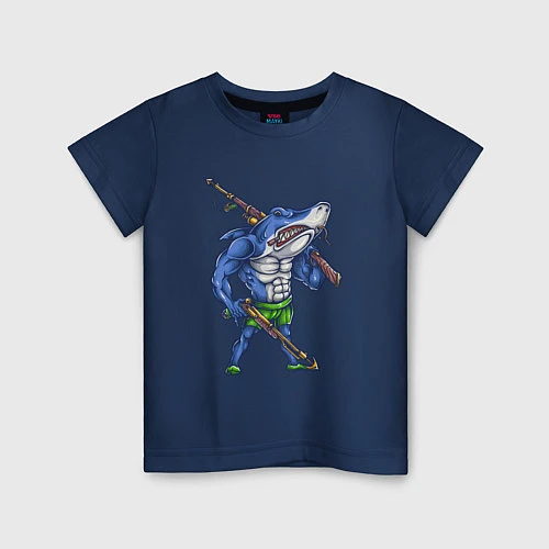 Детская футболка Акула-охотник / Тёмно-синий – фото 1