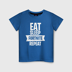 Футболка хлопковая детская Eat Sleep Fortnite Repeat, цвет: синий