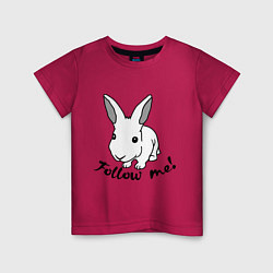 Футболка хлопковая детская Rabbit: follow me, цвет: маджента