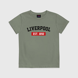 Футболка хлопковая детская FC Liverpool Est. 1892, цвет: авокадо