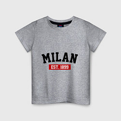 Футболка хлопковая детская FC Milan Est. 1899, цвет: меланж