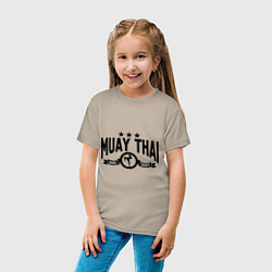 Футболка хлопковая детская Muay thai boxing, цвет: миндальный — фото 2