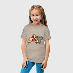 Футболка хлопковая детская Кусочек пиццы парная, цвет: миндальный — фото 2
