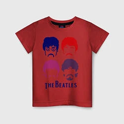 Футболка хлопковая детская The Beatles faces, цвет: красный