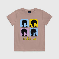 Футболка хлопковая детская The Beatles: pop-art, цвет: пыльно-розовый