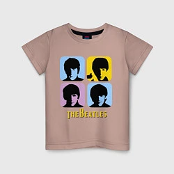 Футболка хлопковая детская The Beatles: pop-art, цвет: пыльно-розовый