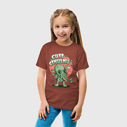 Футболка хлопковая детская Cute Cthulhu, цвет: кирпичный — фото 2