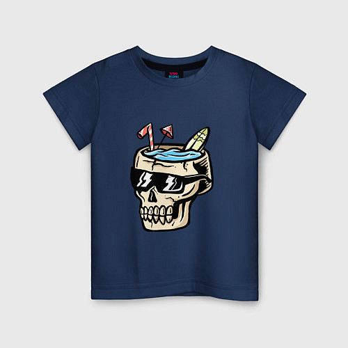 Детская футболка Лето в черепе / Тёмно-синий – фото 1