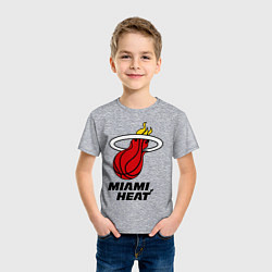 Футболка хлопковая детская Miami Heat-logo, цвет: меланж — фото 2