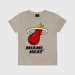 Футболка хлопковая детская Miami Heat-logo, цвет: миндальный