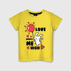 Футболка хлопковая детская Love makes me high, цвет: желтый