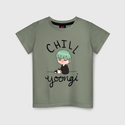 Футболка хлопковая детская Chill Yoongi, цвет: авокадо