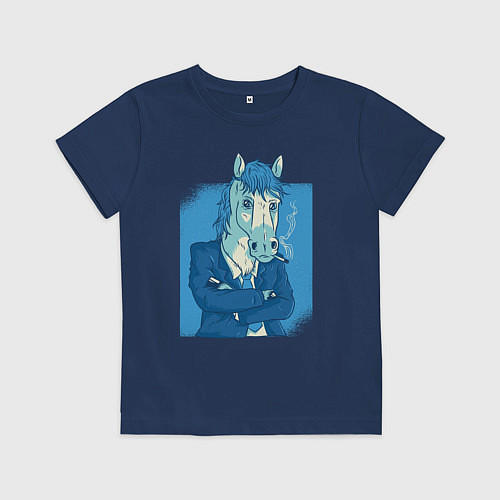 Детская футболка Лошадь-бизнесмен / Тёмно-синий – фото 1