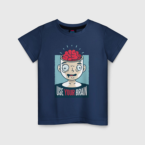 Детская футболка Use your brain / Тёмно-синий – фото 1