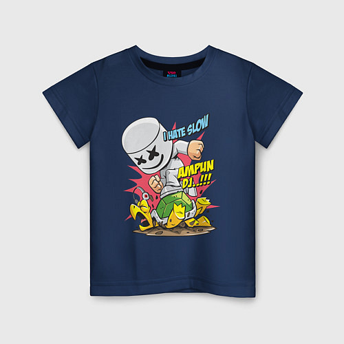 Детская футболка Marshmello: I hate slow / Тёмно-синий – фото 1