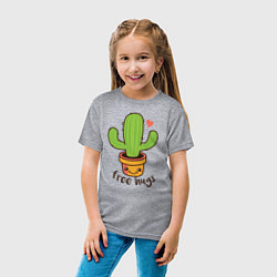 Футболка хлопковая детская Cactus: free hugs, цвет: меланж — фото 2