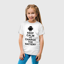 Футболка хлопковая детская Keep Calm & Charge The Battery (Android), цвет: белый — фото 2