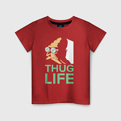 Футболка хлопковая детская Zoidberg: Thug Life, цвет: красный