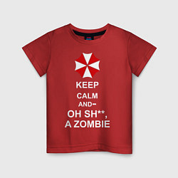 Футболка хлопковая детская Keep Calm & Oh Sh**, A Zombie, цвет: красный